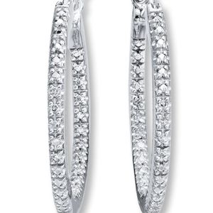 Diamond Hoop Earrings 1/15 ct tw Round-cut Sterling Silver. Kay jewelers